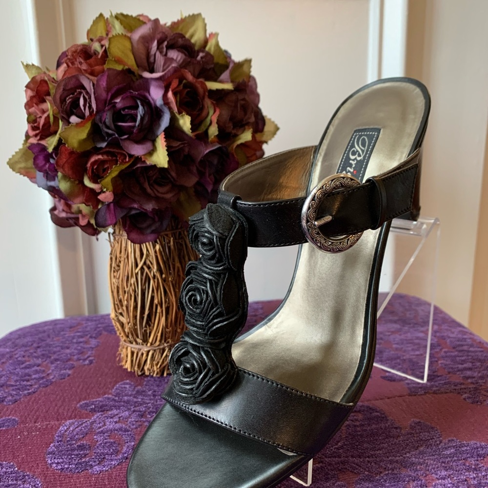 Brighton Rosy Black Leather Mule w/Heel Shoe - NEW - Picture 2 of 7